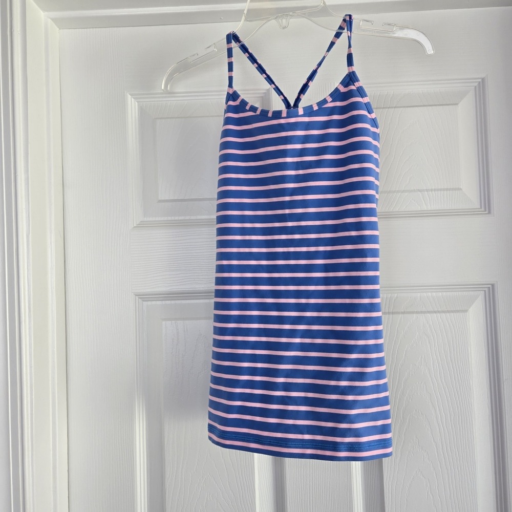 Ivivva Lululemon‎ Stretch Tank Top Pink Blue Stripe Racerback Girls Size 10